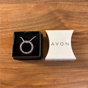 Vintage Avon Pink Circle Pendant Necklace